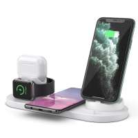 High Quality 10W Quick Qi Standard Multi-functional rotatable 6in1 Wireless Charger for air pod watch IOS Samsung mobile